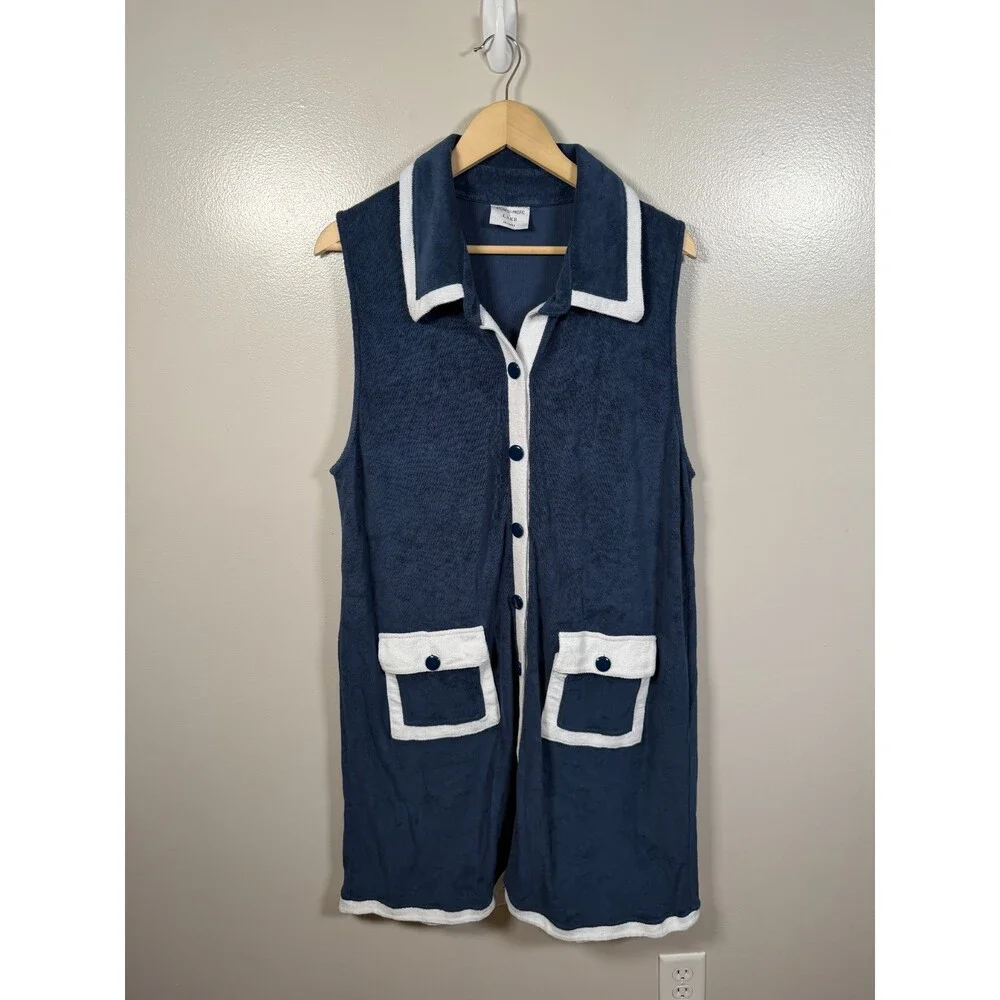Atlantic-Pacific x LAKE Darcy Terry Dress Size XXL Navy Blue Vacation Resort